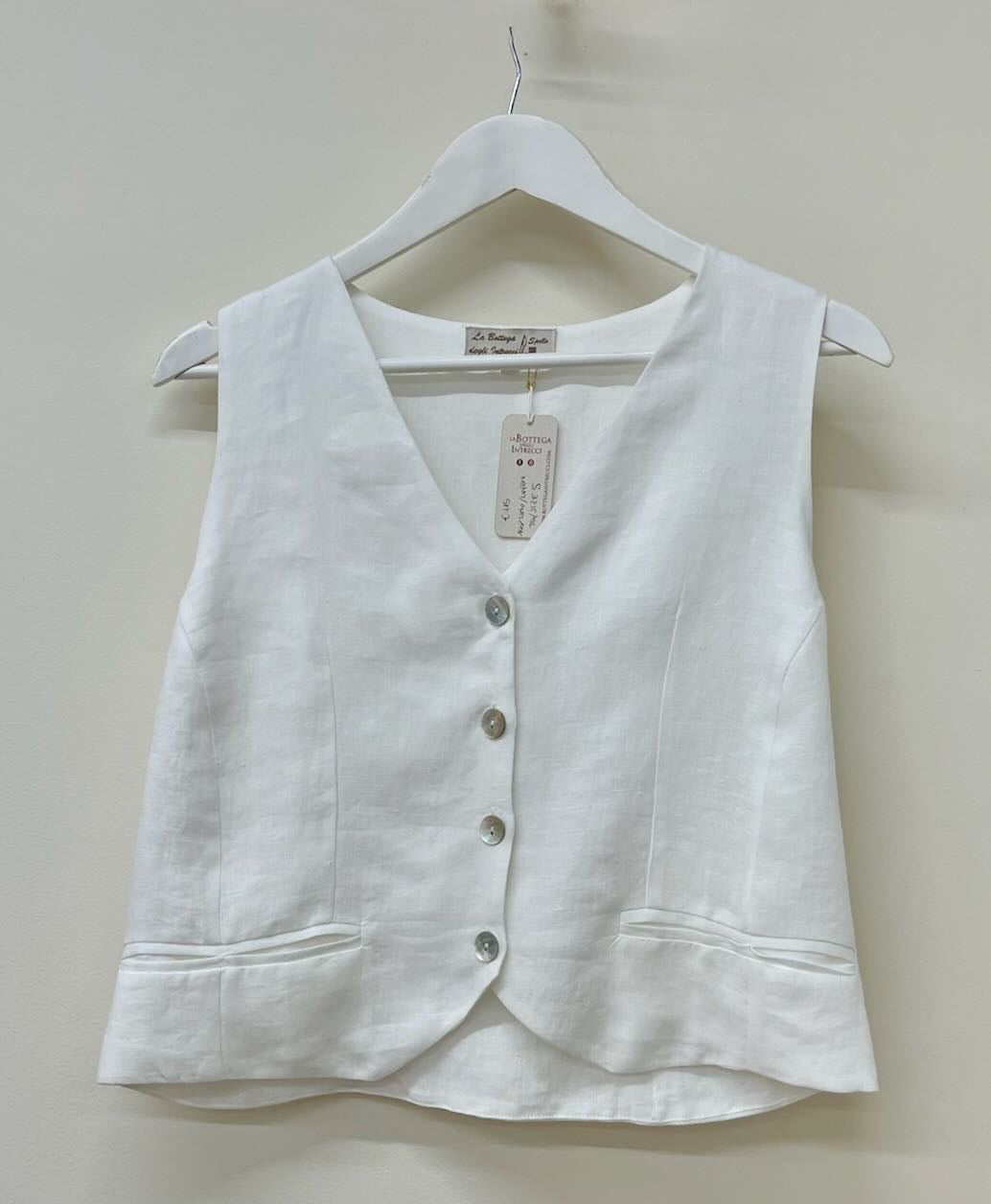 Gilet bottoni 100% lino