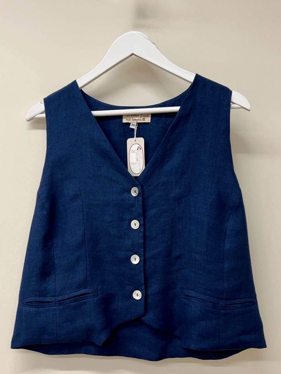 Gilet bottoni 100% lino