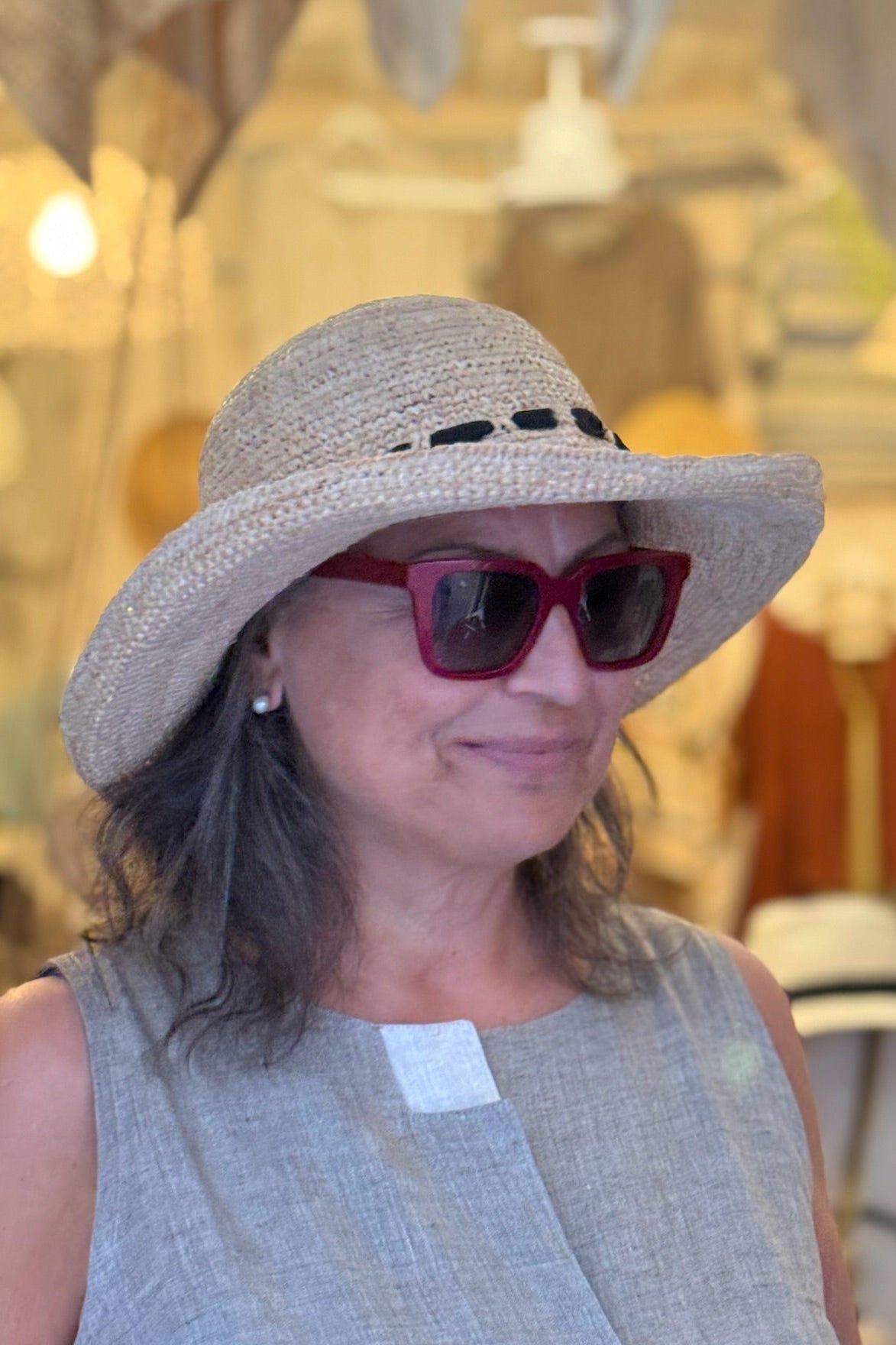 Cappello Barbara nastro - 100% rafia crochet