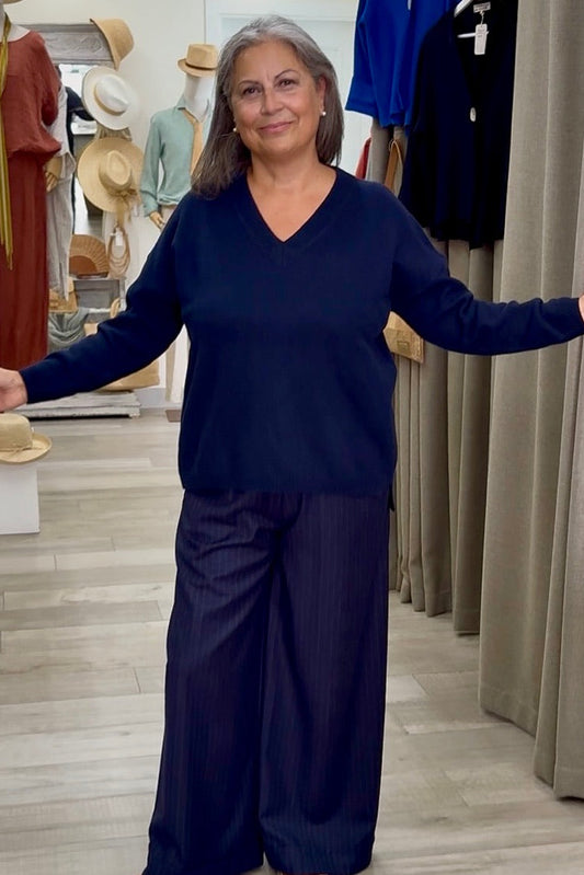 Recycled cashmere sweater - V-neck