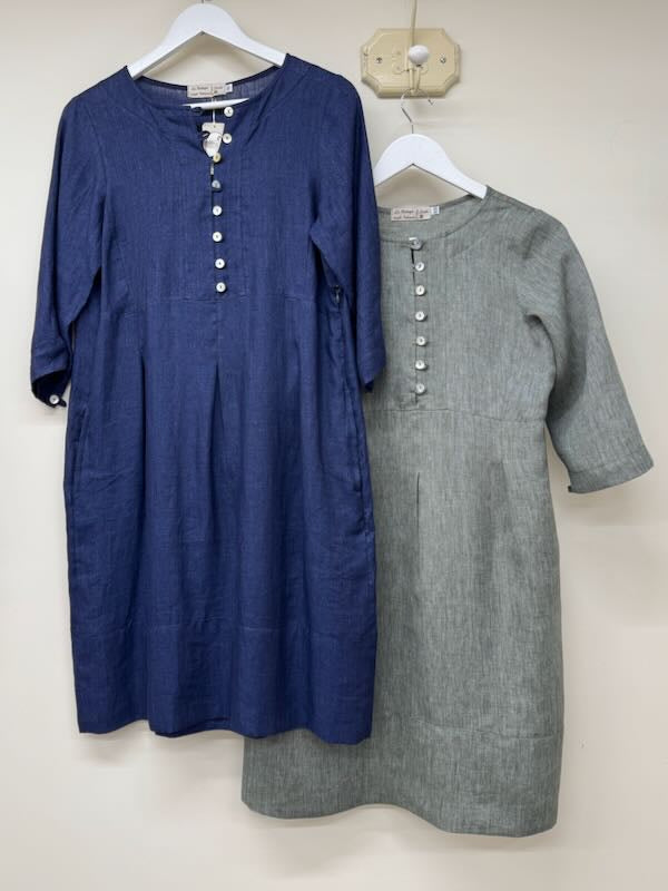 100% linen frog dress