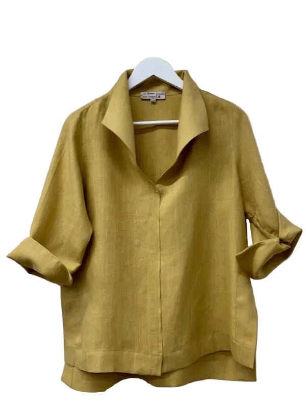 Blusa collo sciallato 100% Lino