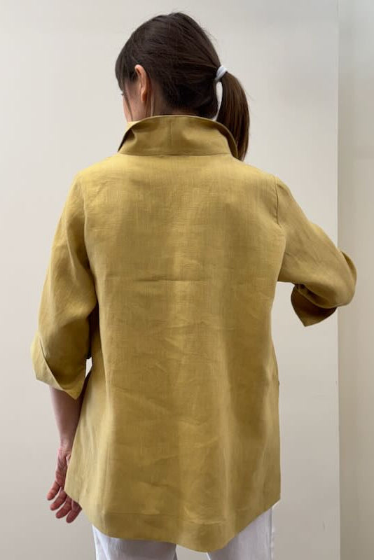 Blusa collo sciallato 100% lino