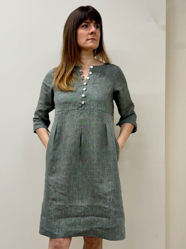 100% linen frog dress