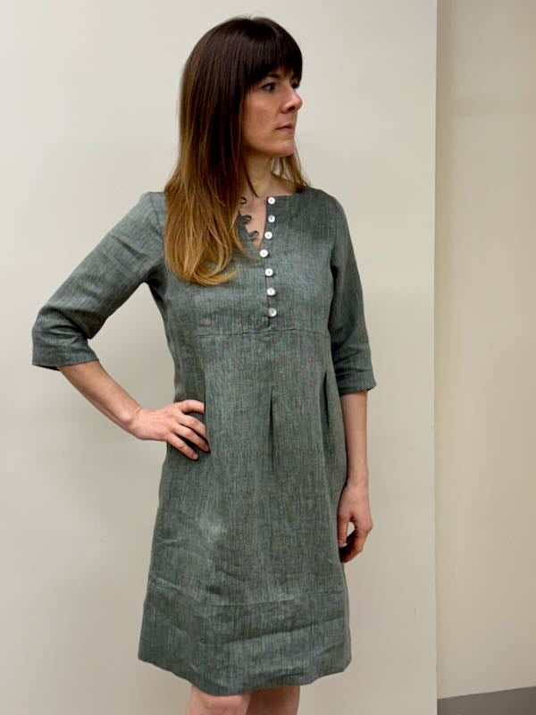 100% linen frog dress