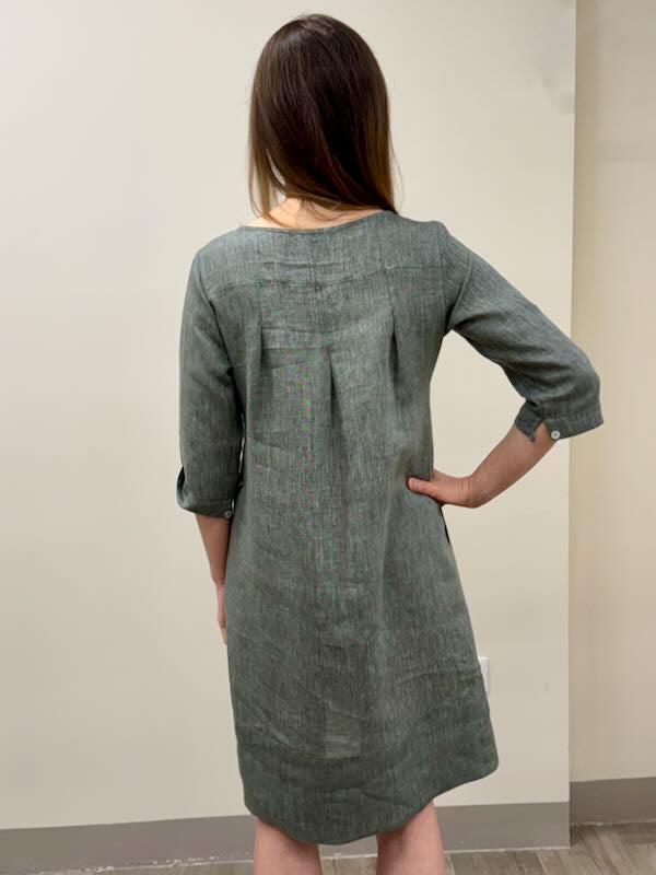 100% linen frog dress