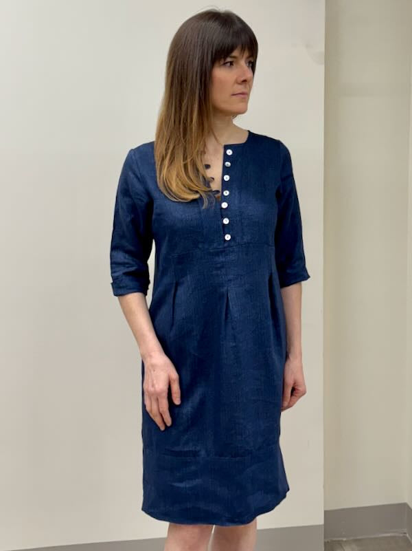100% linen frog dress