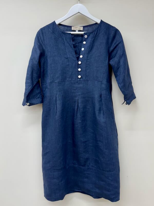 100% linen frog dress