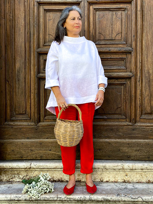 100% Linen retro blouse