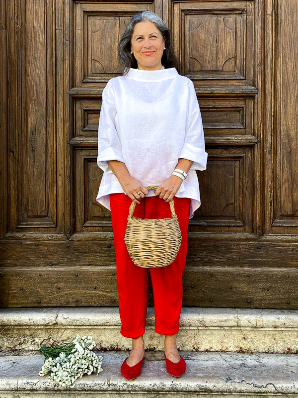 100% Linen retro blouse