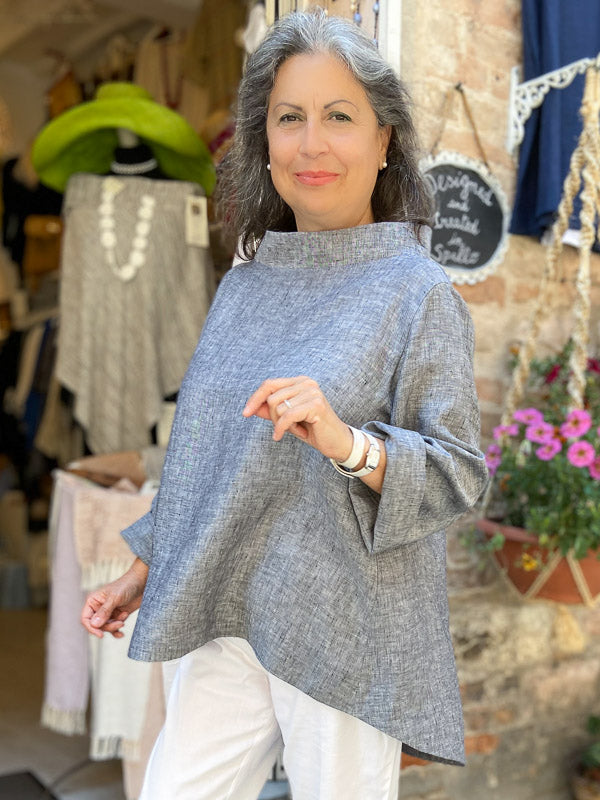 100% Linen retro blouse