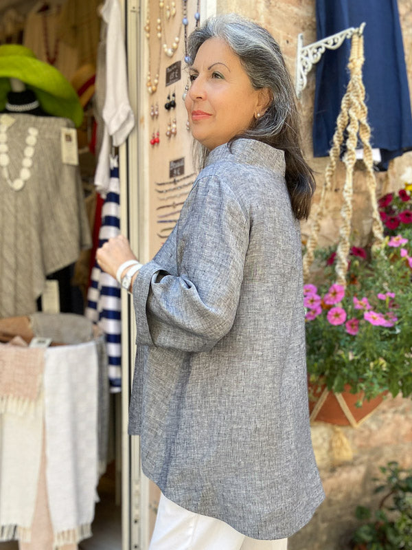 100% Linen retro blouse