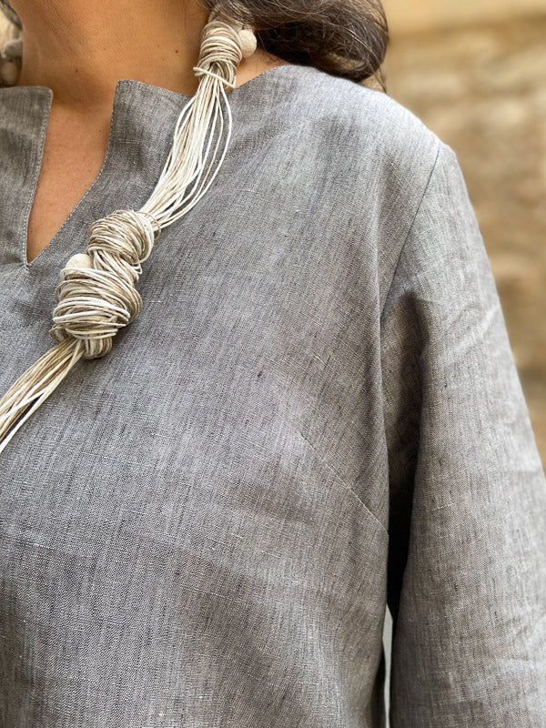 Melange gray blouse 100% Linen