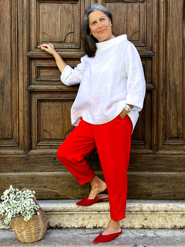 100% Linen retro blouse