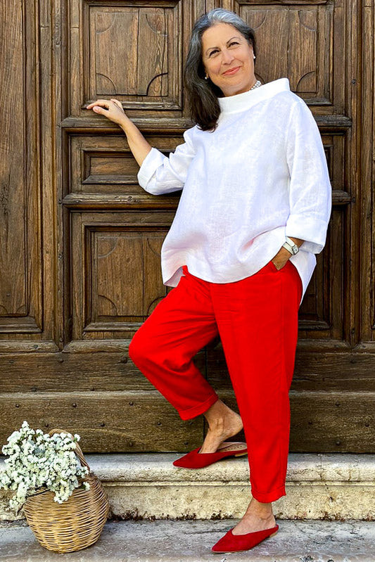 Blusa retrò 100% Lino