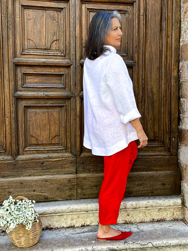 100% Linen retro blouse