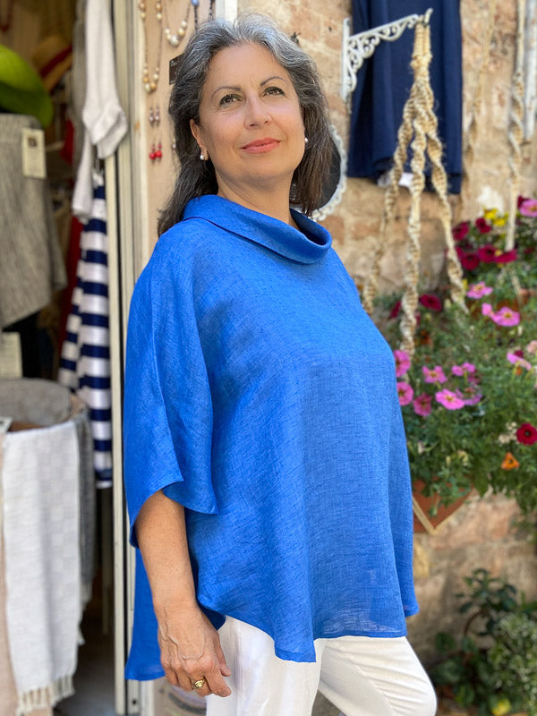 Rounded blouse 100% Linen