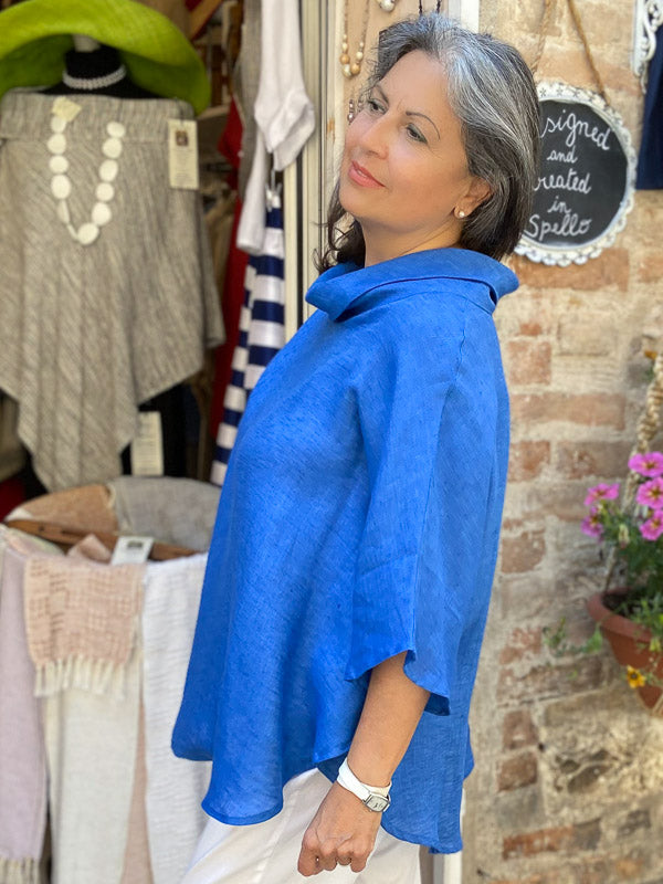 Rounded blouse 100% Linen