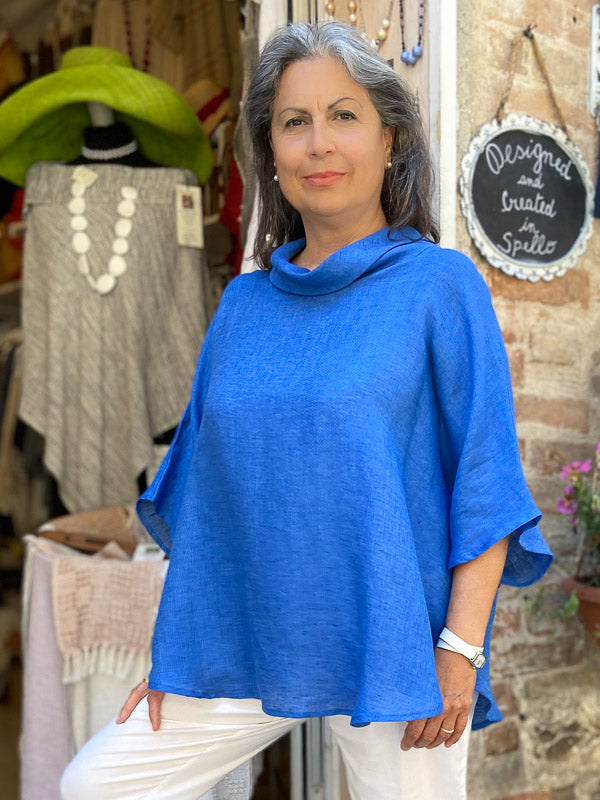 Rounded blouse 100% Linen