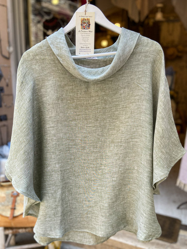 Rounded blouse 100% Linen