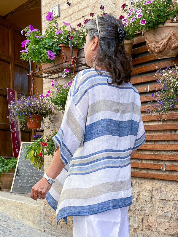100% Linen striped blouse