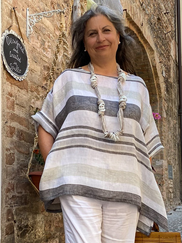 100% Linen striped blouse