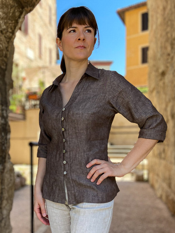 100% Linen frog shirt