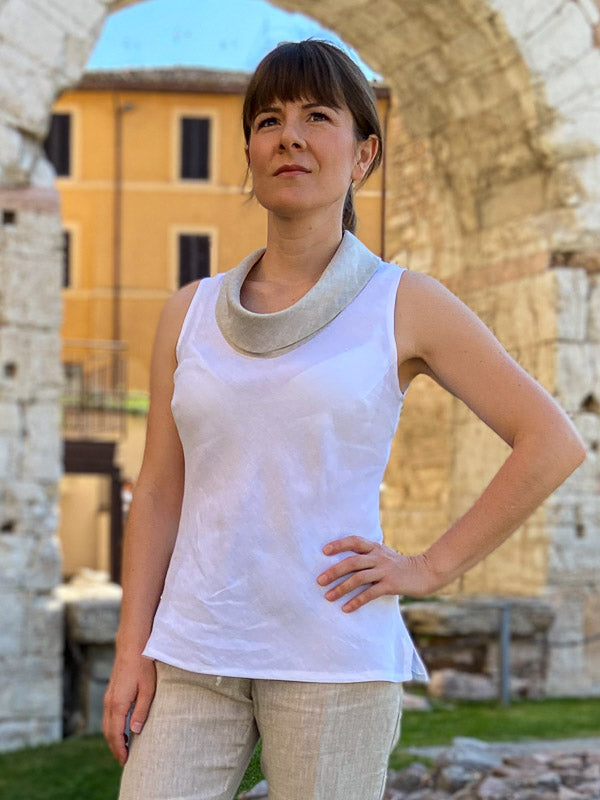 Two-tone 100% Linen top