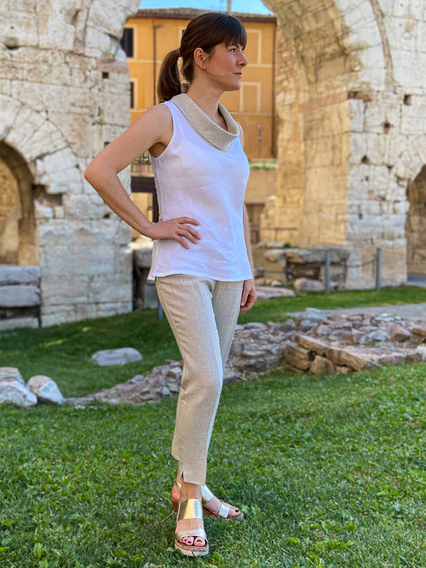 Two-tone 100% Linen top