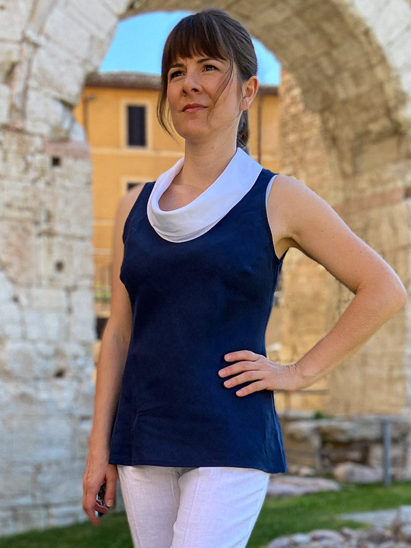 Two-tone 100% Linen top