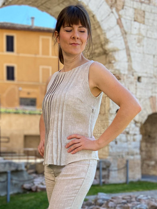 Top plissè 100% Lino