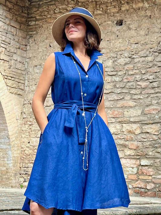 100% linen frog dress