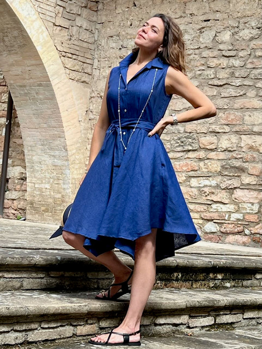 100% linen frog dress