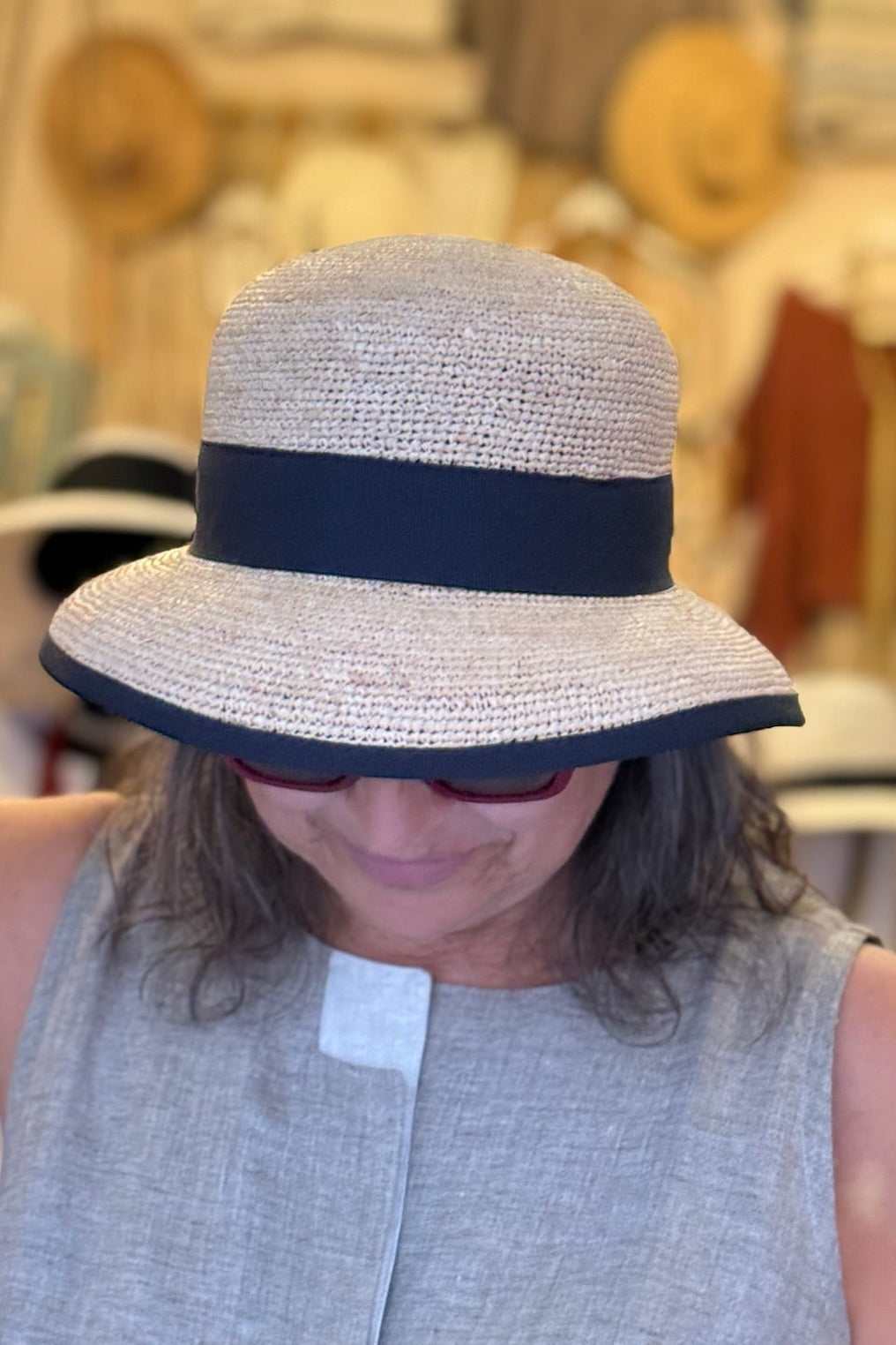 Cappello Cloche - 100% rafia crochet