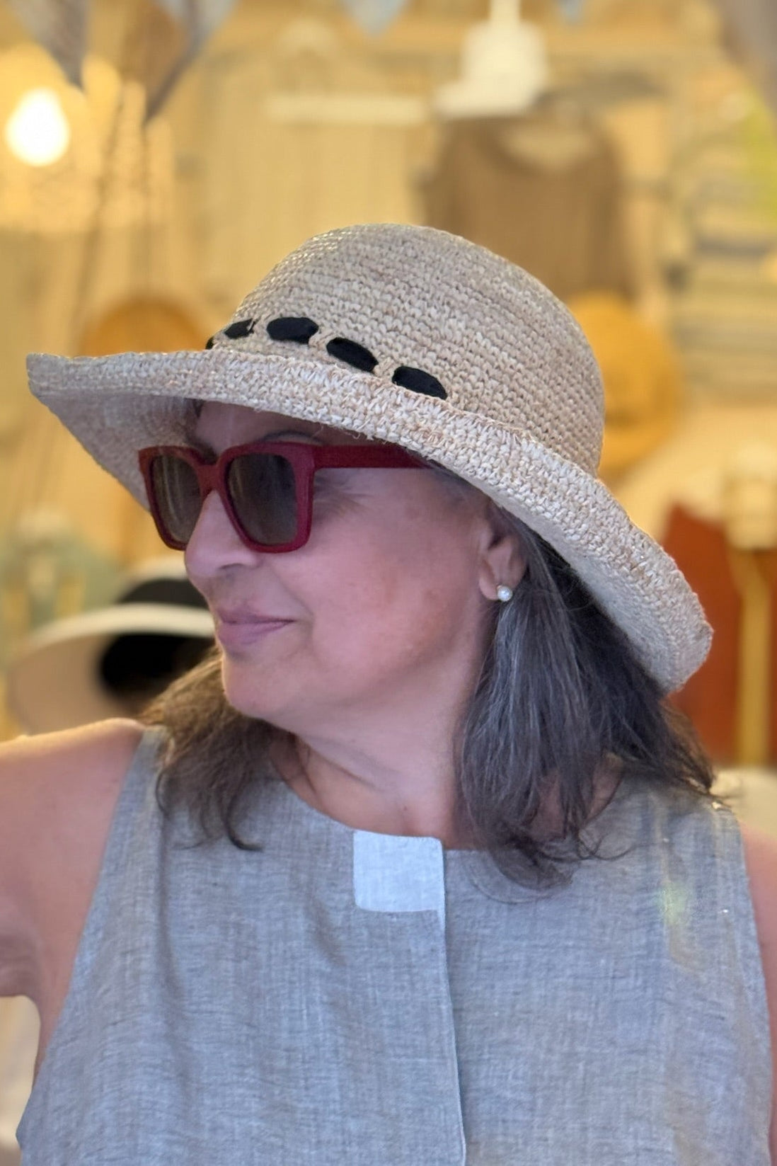 Cappello Barbara nastro - 100% rafia crochet
