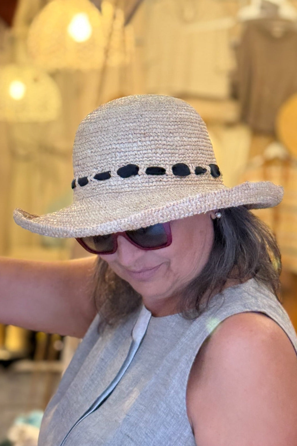 Cappello Barbara nastro - 100% rafia crochet