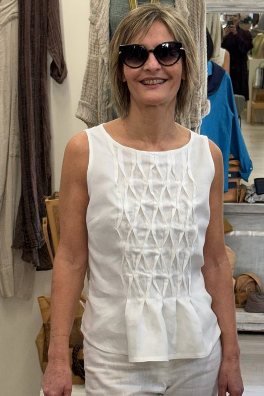 Top punto smock 100% Lino