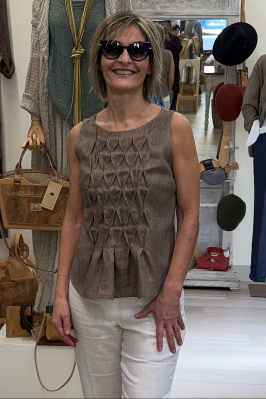 Top punto smock 100% Lino