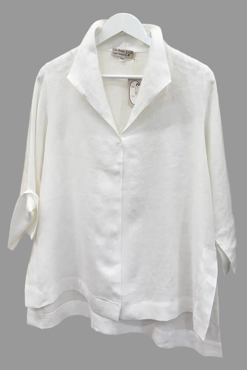 Blusa collo sciallato 100% Lino