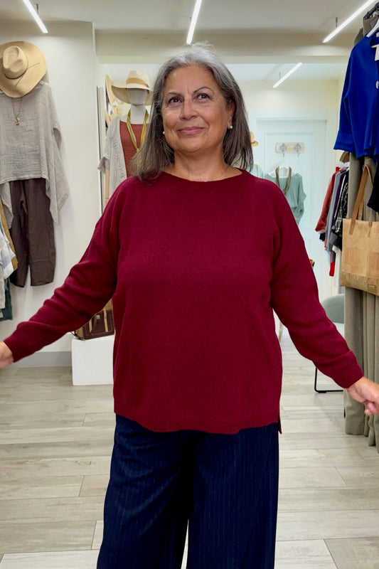 Maglia in cashmere rigenerato - scollo a barca