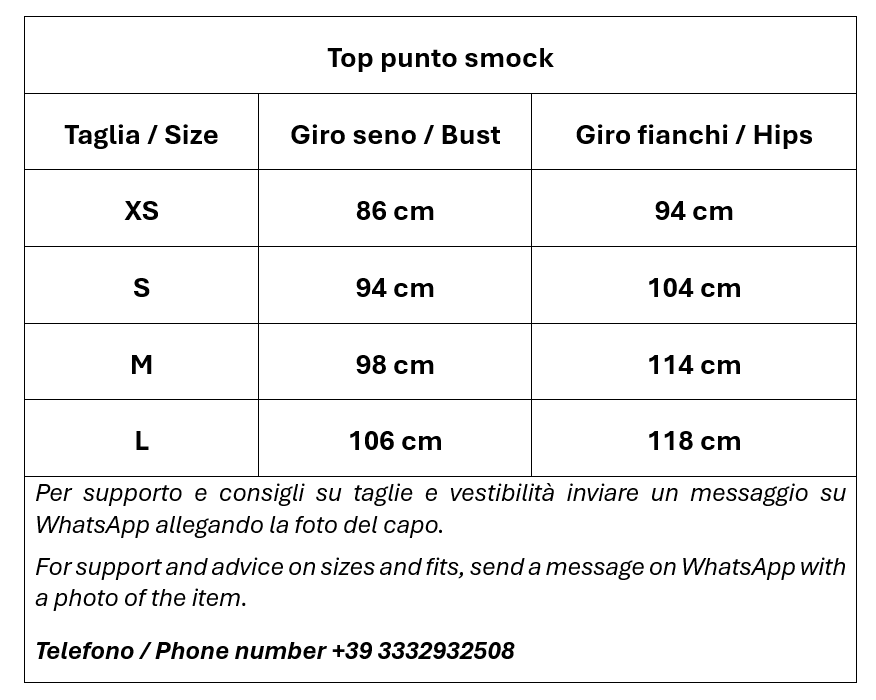 Top punto smock 100% Lino