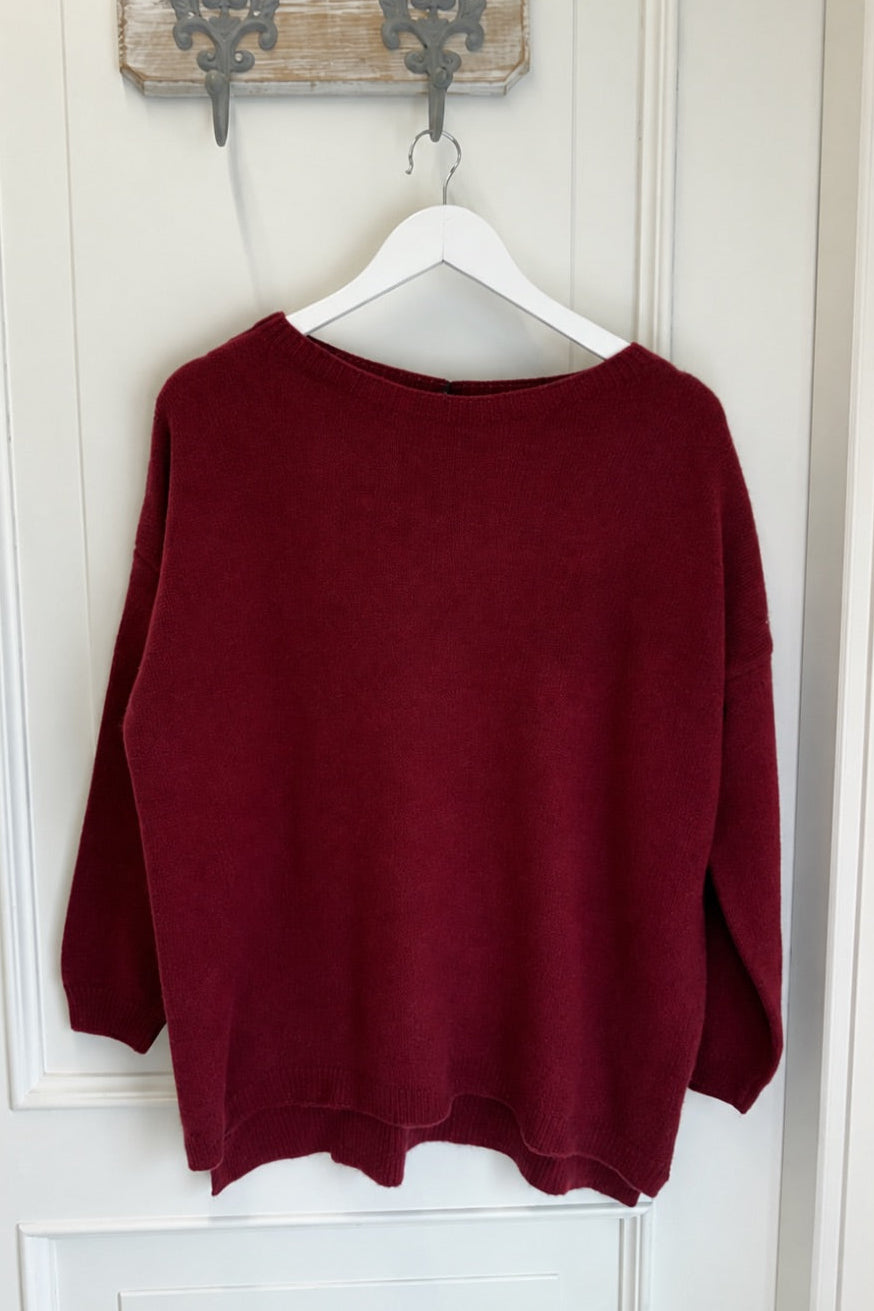 Maglia in cashmere rigenerato - scollo a barca