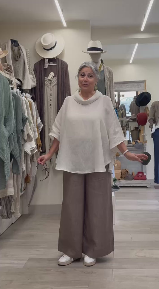 Poncho stondato 100% Lino